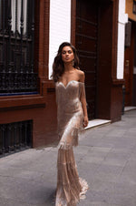 Elvira - Nude Alamour The Label Elvira Nude Off-Shoulder Gown | Afterpay | Zip Pay | Sezzle