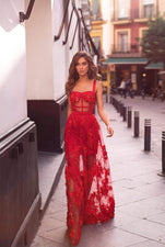Mariella - Red Alamour The Label Mariella Red 3D Floral Gown | Afterpay | Laybuy | Klarna | Zip Pay