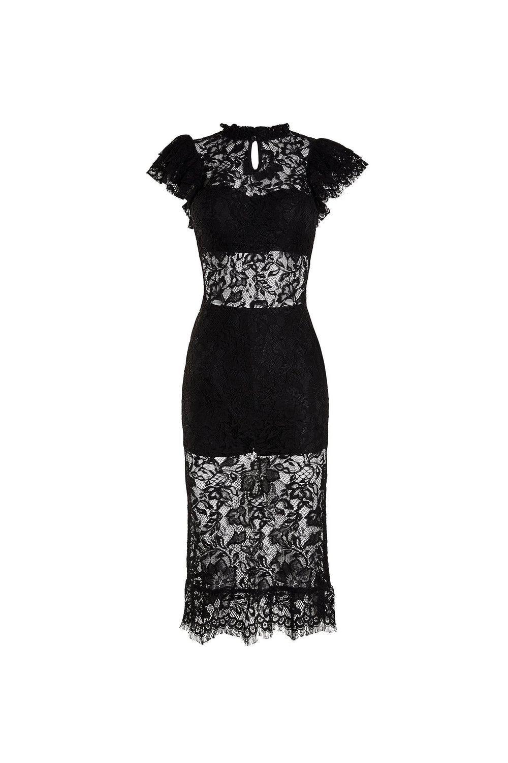 Francine Sheer Black Lace Midi Dress