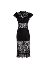 Francine Sheer Black Lace Midi Dress