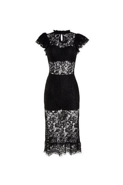 Francine Sheer Black Lace Midi Dress | Afterpay | Zip Pay | Sezzle