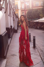 Mariella - Red Alamour The Label Mariella Red 3D Floral Gown | Afterpay | Laybuy | Klarna | Zip Pay