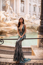 Paolina - Emerald Alamour The Label Paolina Emerald Patterned Sequin Gown | Afterpay | Zip Pay
