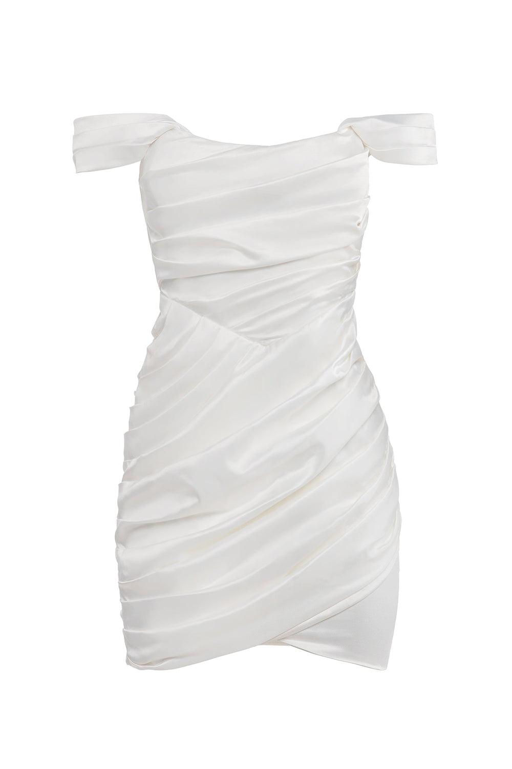 Roberta Satin Mini Dress with Off-Shoulder Sleeves