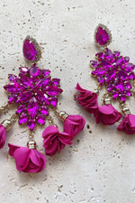 Cecily Fuchsia Flower Drop Earrings
