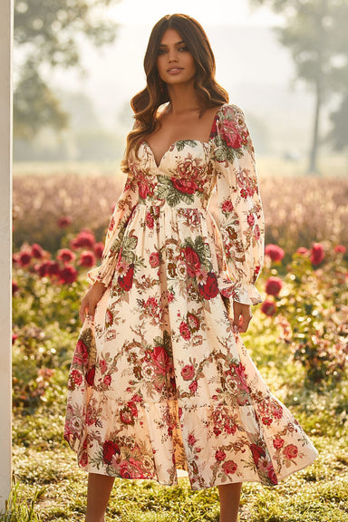 Jamila Floral Print Long Sleeve Dress