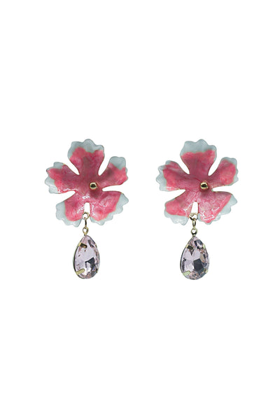 Nora Pink Flower Studs with Gem Detail Alamour The Label Nora Pink Flower Stud Earrings | Afterpay | Klarna | Zip Pay