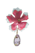 Nora Pink Flower Studs with Gem Detail