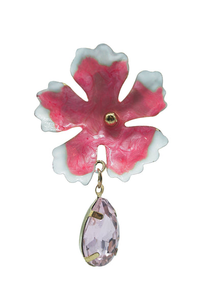 Nora Pink Flower Studs with Gem Detail