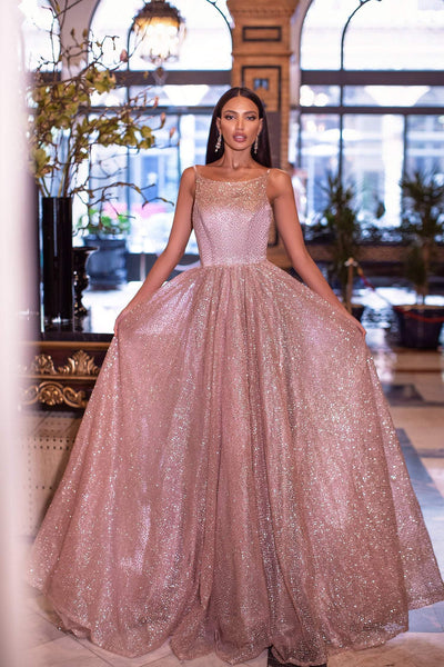 Amiyah Glitter Gown - Rose Gold Alamour The Label Amiyah Rose Gold Glitter Gown | Afterpay | Zip Pay | Sezzle