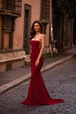Halina - Wine Red Alamour The Label Halina Wine Red Strapless Gown | Afterpay | Zip Pay | Sezzle