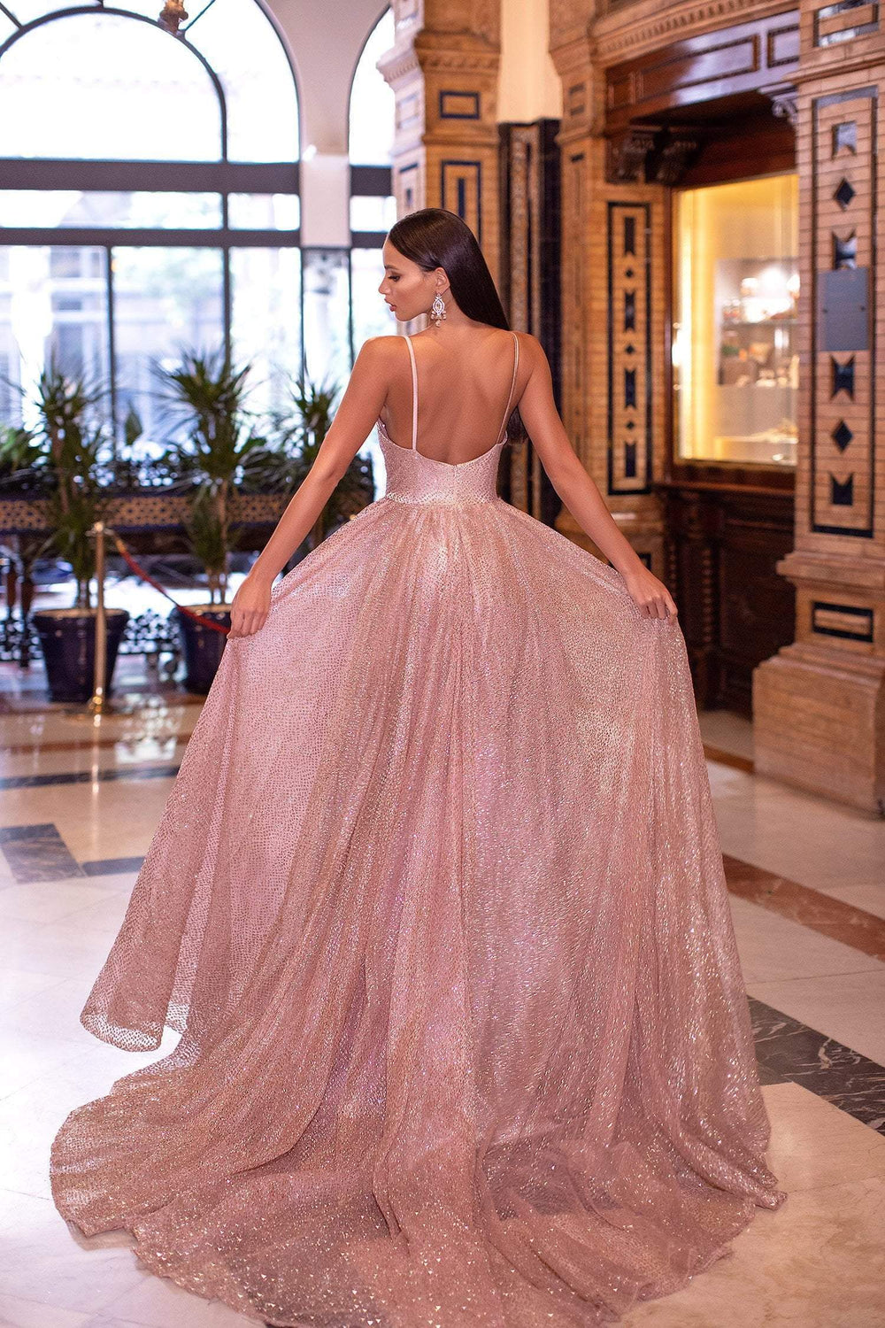 Amiyah Glitter Gown - Rose Gold Alamour The Label Amiyah Rose Gold Glitter Gown | Afterpay | Zip Pay | Sezzle