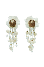 Shailee White Flower Drop Earrings