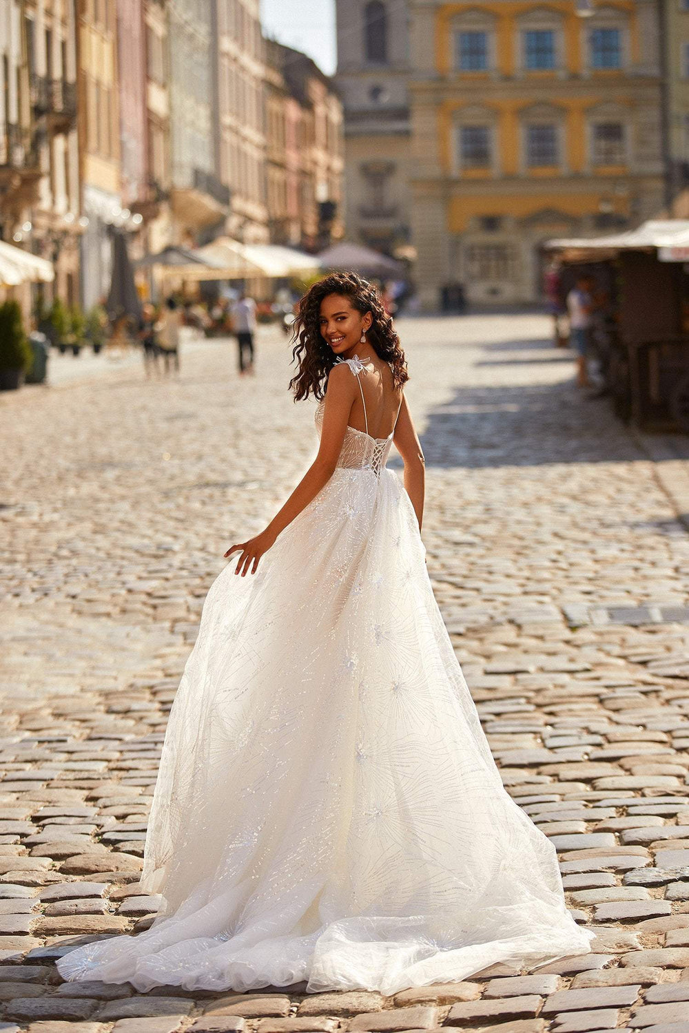 A&N Avery - Shimmering Tulle Boho Bridal Gown with Lace-Up Back