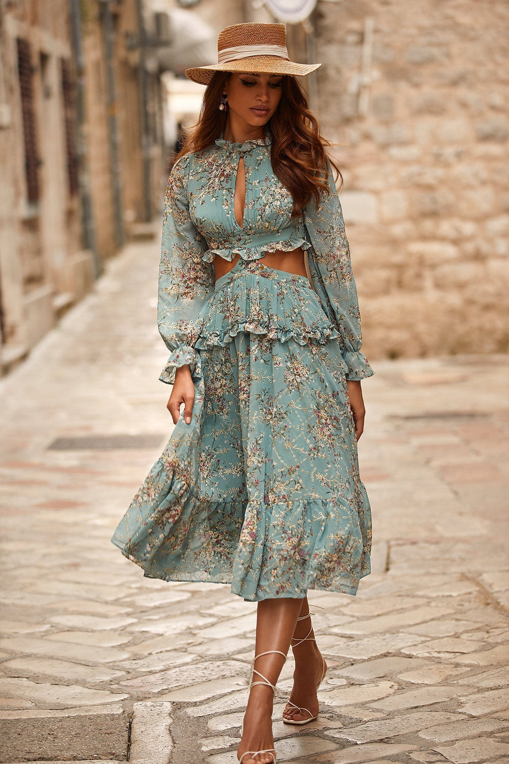 Adryana Dress Alamour The Label Adryana Cut-Out Floral Dress | Afterpay | Zip Pay | Sezzle | LayBuy