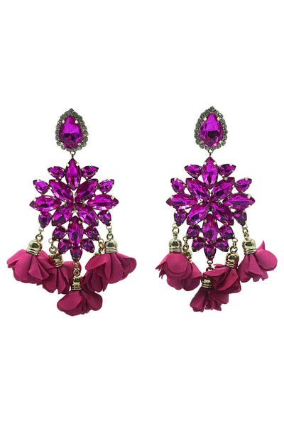 Cecily Fuchsia Flower Drop Earrings Alamour The Label Cecily Fuchsia Flower Drop Earrings | Afterpay | Klarna | Zip Pay