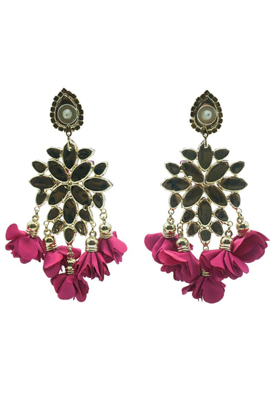 Cecily Fuchsia Flower Drop Earrings Alamour The Label Cecily Fuchsia Flower Drop Earrings | Afterpay | Klarna | Zip Pay