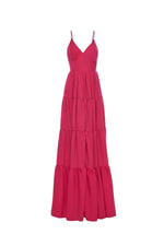 Karmia Pink Maxi Dress with Lace-Up Back