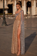 Saffira - Beaded Gown with Duo-Toned Sequin Fabric