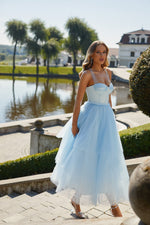 Jolie Dress Alamour The Label Jolie Baby Blue Tulle Midi Dress | Afterpay | Klarna | Zip Pay