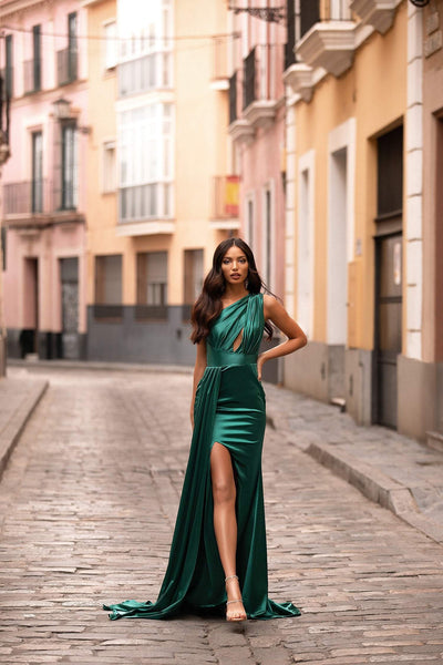 Elena Satin Gown - Emerald Alamour The Label Elena Emerald Satin Gown | Afterpay | Zip Pay | Sezzle | LayBuy