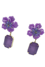 Analu Purple Gem Flower Earrings
