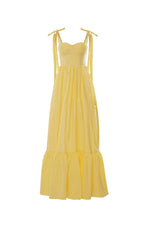 Lina Yellow Poplin Maxi Dress with Bow Sleeves
