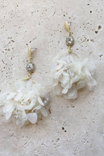 Verbana White Flower Hoop Earrings