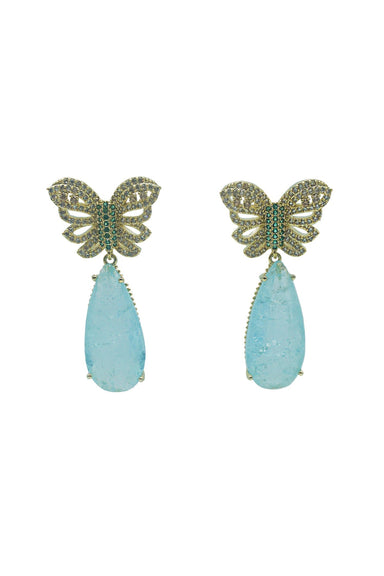 Lulu Baby Blue Drop Butterfly Earrings