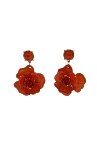 Camilla Orange Acrylic Flower Earrings