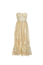 Dahlia 3D Floral Strapless Lace-up Dress