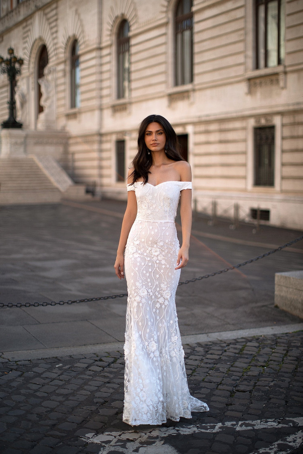 Dalia - White Alamour The Label Dalia White 3d Floral Gown | Afterpay | Zip Pay | Sezzle | Laybuy