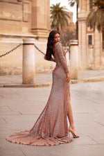 Leonita Sequin Gown - Rose Gold Alamour The Label Leonita Rose Gold Sequin Gown | Afterpay | Zip Pay | Sezzle