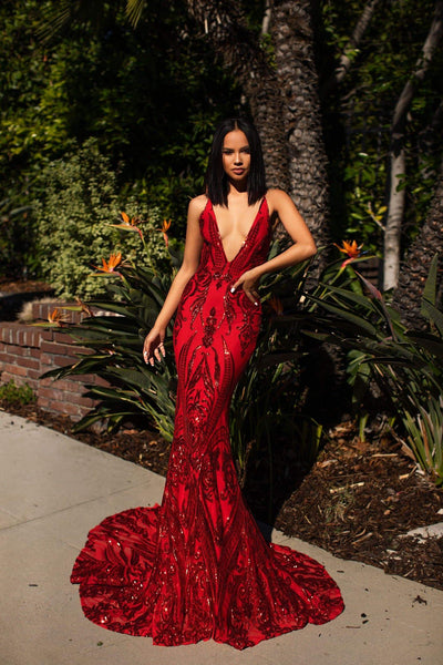 Shop Formal Dress - Ciara Sequins Gown - Red featured image