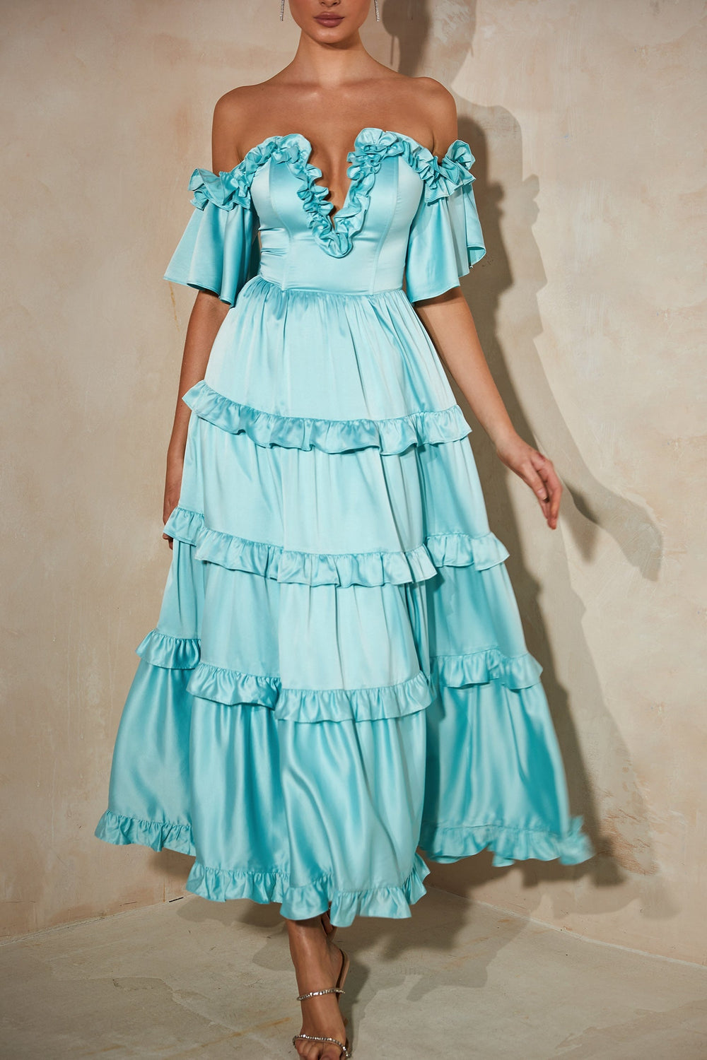 Belle Dress Alamour The Label Belle Blue Satin Midi Dress | Afterpay | Klarna | Zip Pay