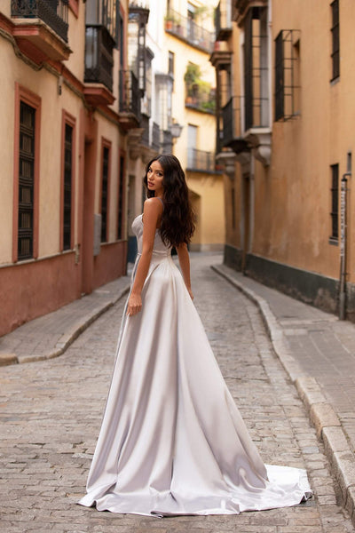 Madia Satin Gown - Ice Grey Alamour Made-To-Order Madia Ice Grey Satin Gown | Afterpay | Zip Pay | Sezzle | Laybuy