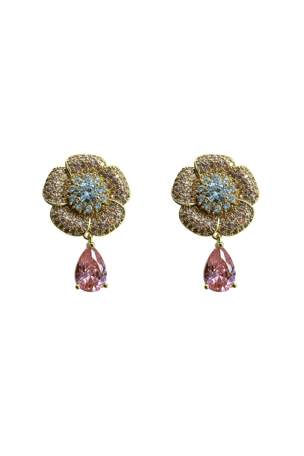 Danielle Gold Diamante Flower Earrings