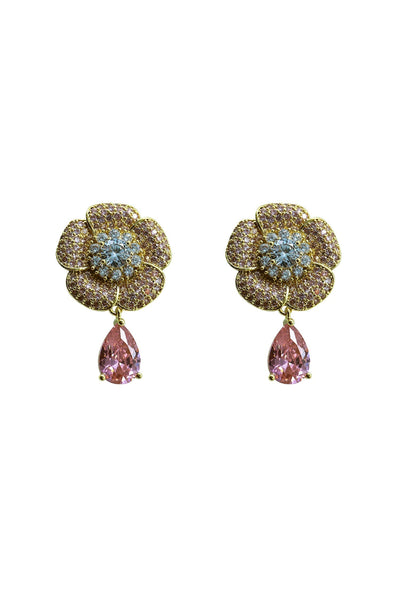 Danielle Gold Diamante Flower Earrings Alamour The Label Danielle Gold Diamante Flower Earrings | Afterpay | Klarna