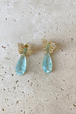 Lulu Baby Blue Drop Butterfly Earrings