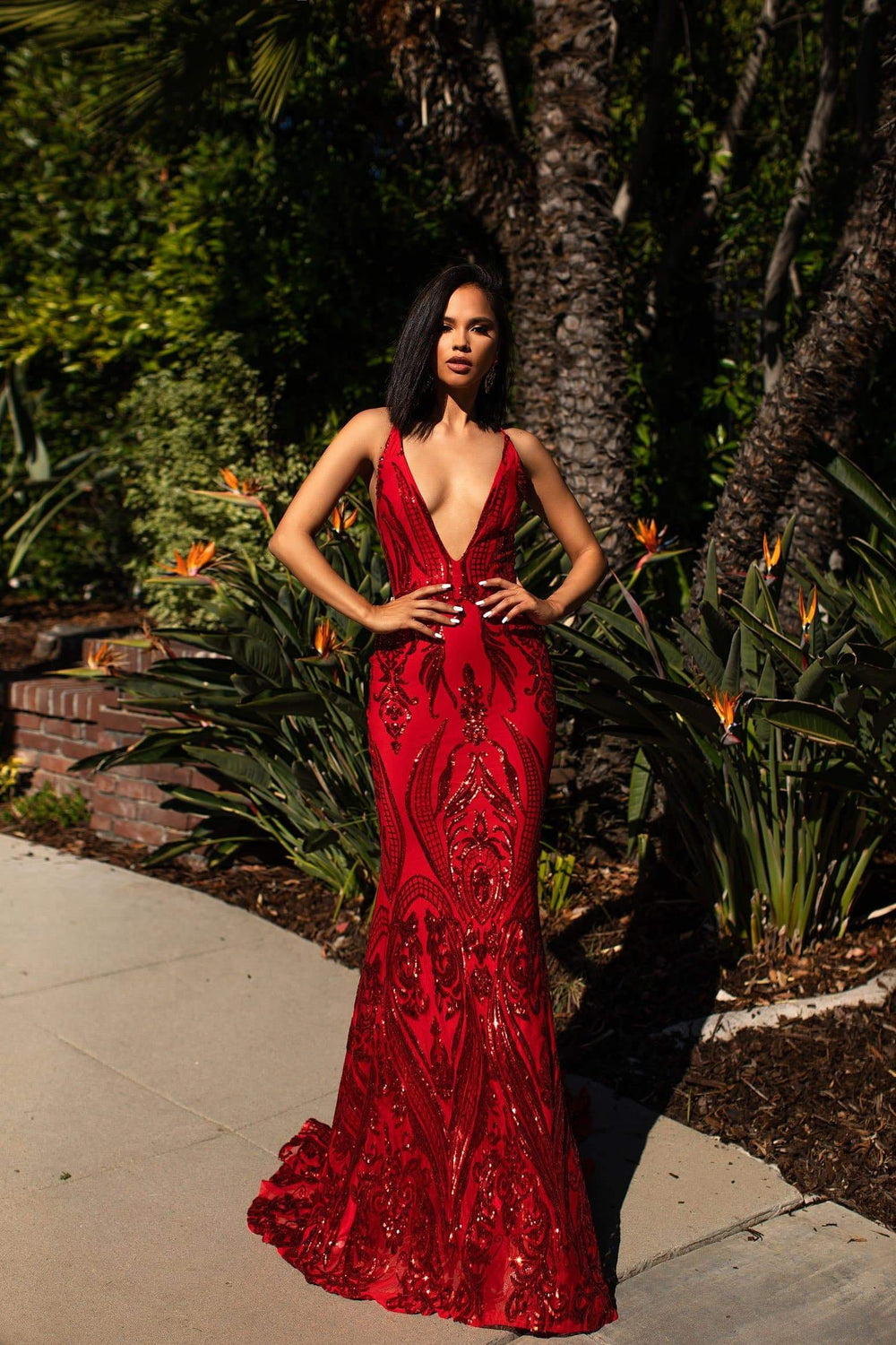Shop Formal Dress - Ciara Sequins Gown - Red fifth image