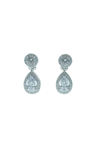 Belen Silver Diamante Drop Earrings