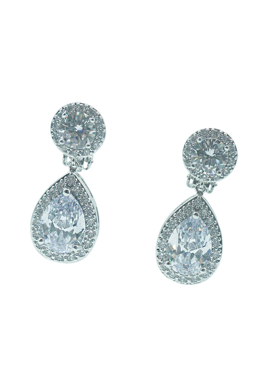 Belen Silver Diamante Drop Earrings