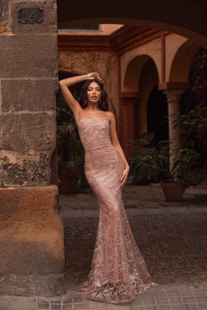 Pamelia Glitter Gown - Pink