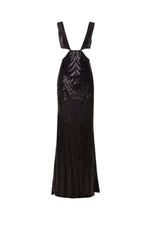 Doruntina - Black Sequin Cut-Out Gown with Plunge Neckline