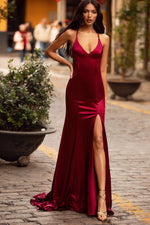 Lusila Satin Gown - Burgundy Alamour The Label Lusila Burgundy Satin Gown | Afterpay | Klarna | Zip Pay