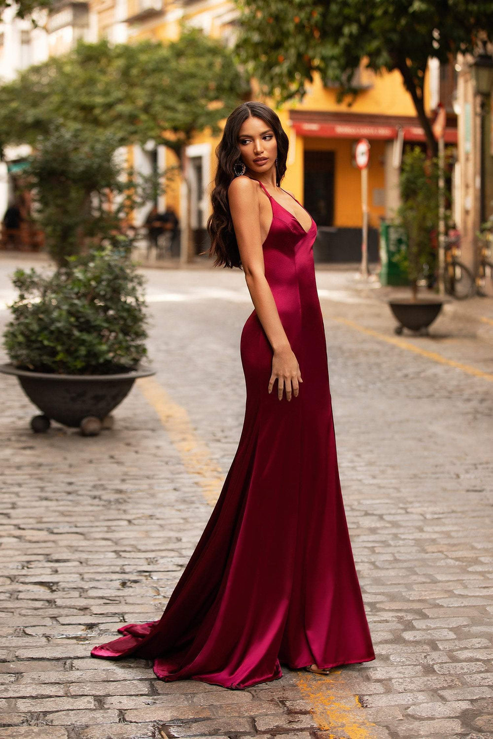 Lusila Satin Gown - Burgundy Alamour The Label Lusila Burgundy Satin Gown | Afterpay | Klarna | Zip Pay