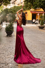 Lusila Satin Gown - Burgundy Alamour The Label Lusila Burgundy Satin Gown | Afterpay | Klarna | Zip Pay
