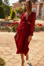Magali Dress Alamour The Label Magali Burgundy Cut Out Midi Dress | Afterpay | Zip Pay | Sezzle