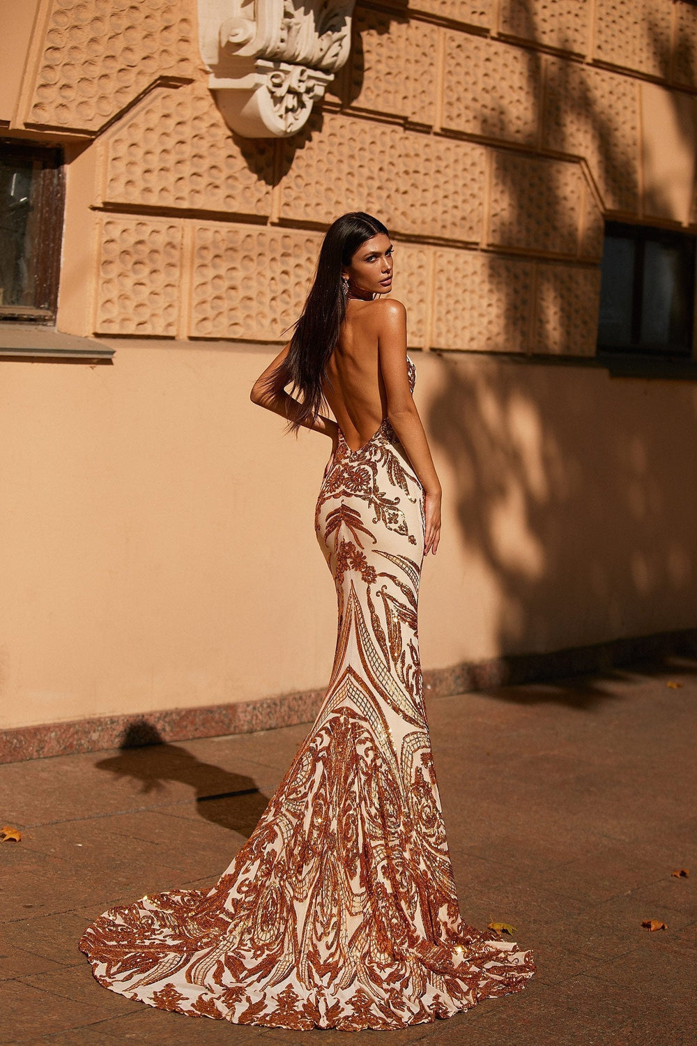 Ariya Plunge Neckline Halter Neck Mermaid Gown Gold Alamour The Label Ariya Plunge Neckline Halter Neck Mermaid Gown Gold Alamour The Label