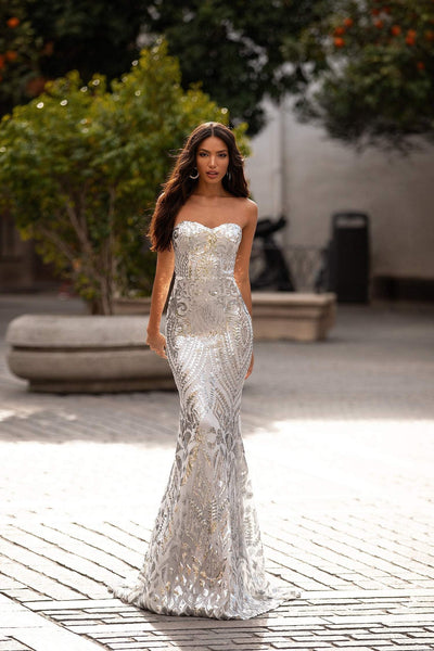 Malisa Sequin Gown - Silver Alamour Made-To-Order Malisa Silver Sequin Gown | Afterpay | Klarna | Zip Pay